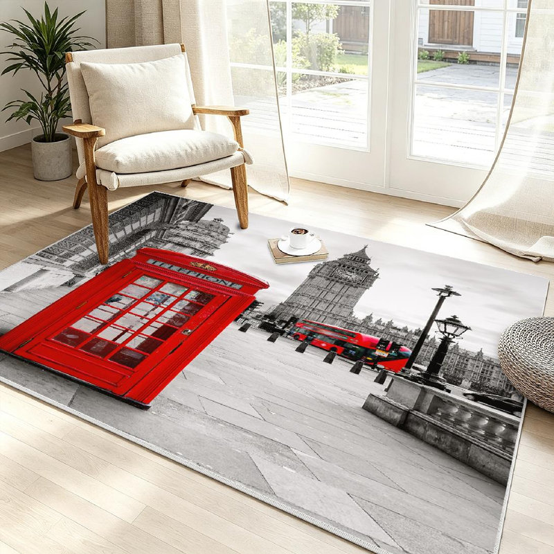 Tapis rouge d'intérieur rouge London, Rectangle 39 po x 63 po