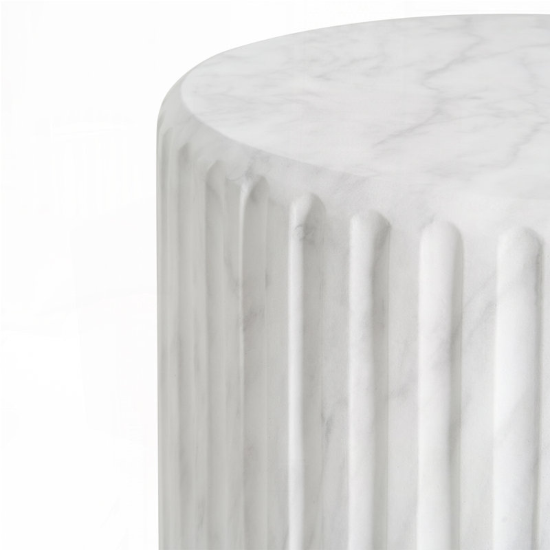 Table d'appoint de patio sculptée avec plateau rond, Blanc