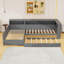 Lit plateforme simple en L en bois avec lit gigogne simple, tiroir de rangement, tablettes et station de charge-47150536
