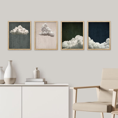 «Grunge Pastel Watercolor», reproduction encadrée de 4 pièces