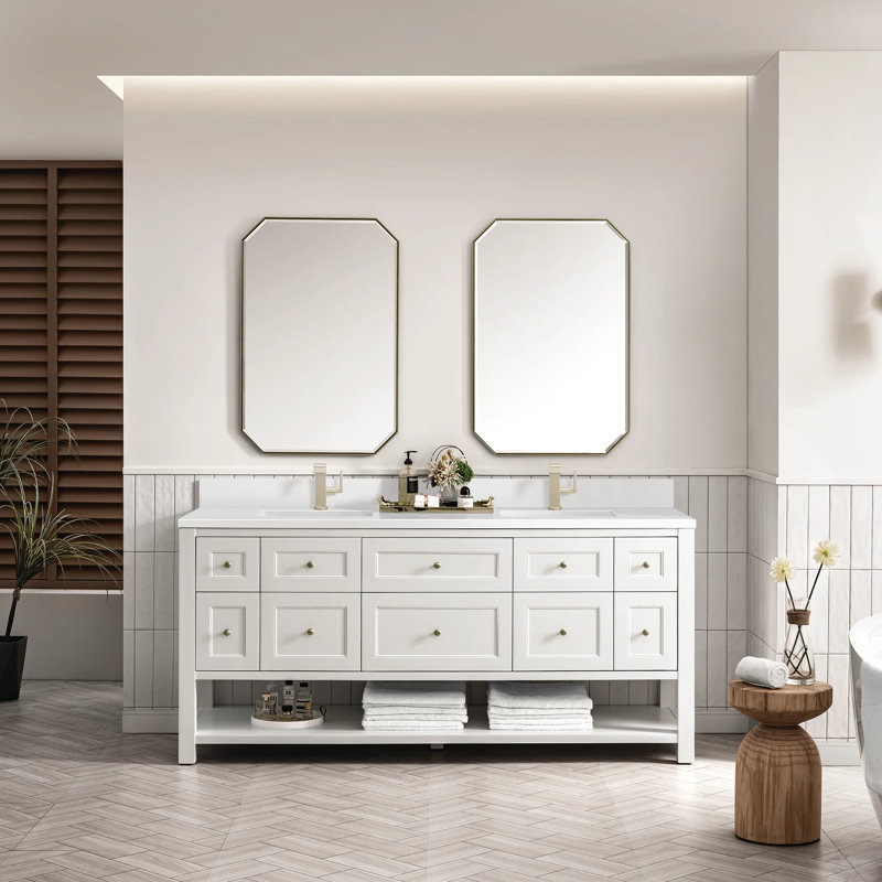 Breckenridge 72'' W Double Bathroom Vanity Base, Smokey Celadon