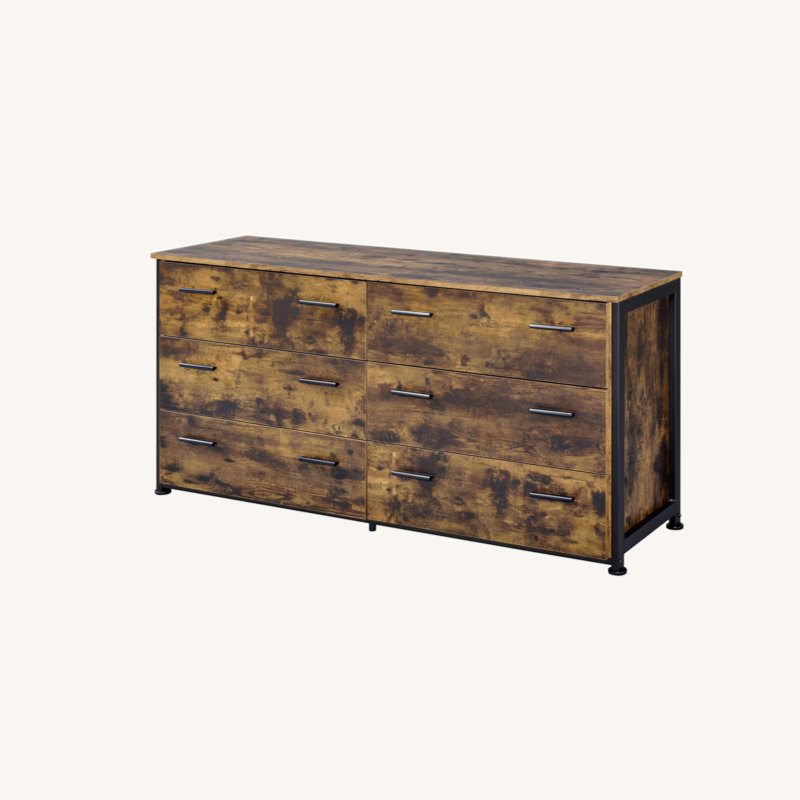 Commode en chêne rustique et finition noire