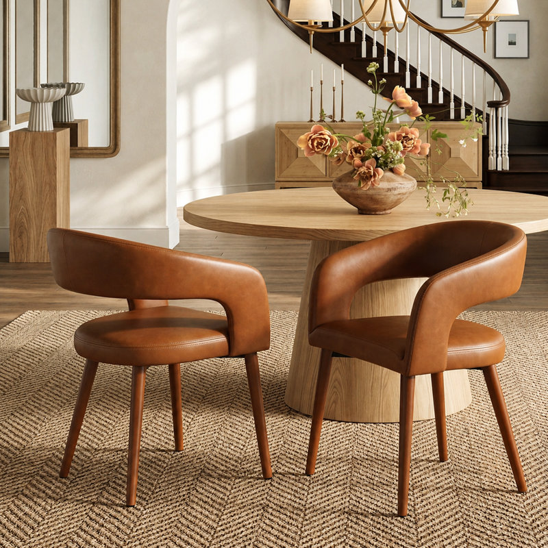 Chaises de salle à manger modernes en similicuir, chaises de cuisine rembourrées avec structure en métal, similicuir facile à nettoyer