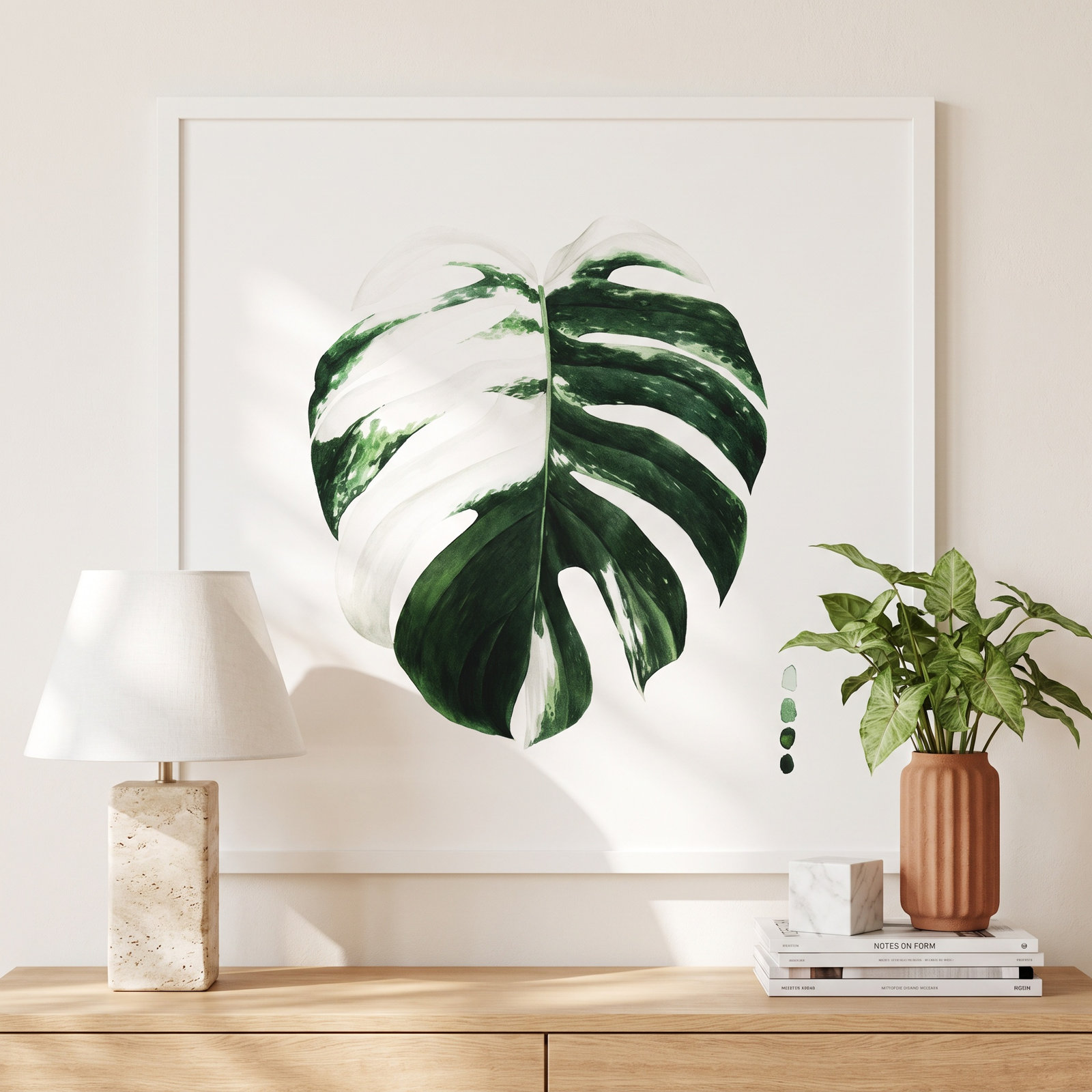 Variegated Monstera II Print by Grace Popp, 19.38" H x 19.38" W x 0.88" D, White Framed Paper