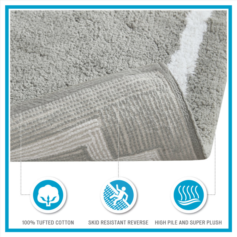 Cotton Tufted Bath Rug 20X30, Taupe, Rectangle 1'8" x 2'6"