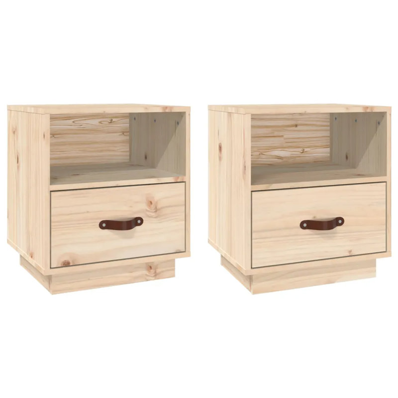 Union Rustic Bedside Cabinets 2 Pcs 40X34x45 Cm Solid Wood Pine, Grey, 2