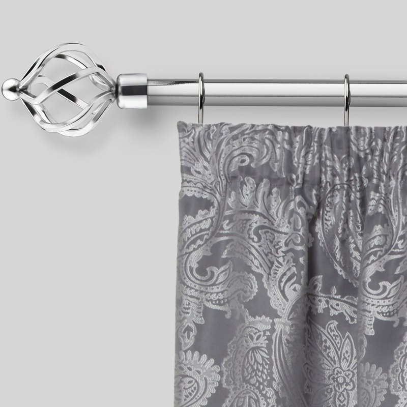 Abeer Adjustable 2cm Single Curtain Pole, 1.2 - 2.1m, Chrome