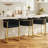 26" Counter Height Bar Stool Barrel Counter Stool With Backrest,Black PU Leather Golden Metal-993043390-1004672872