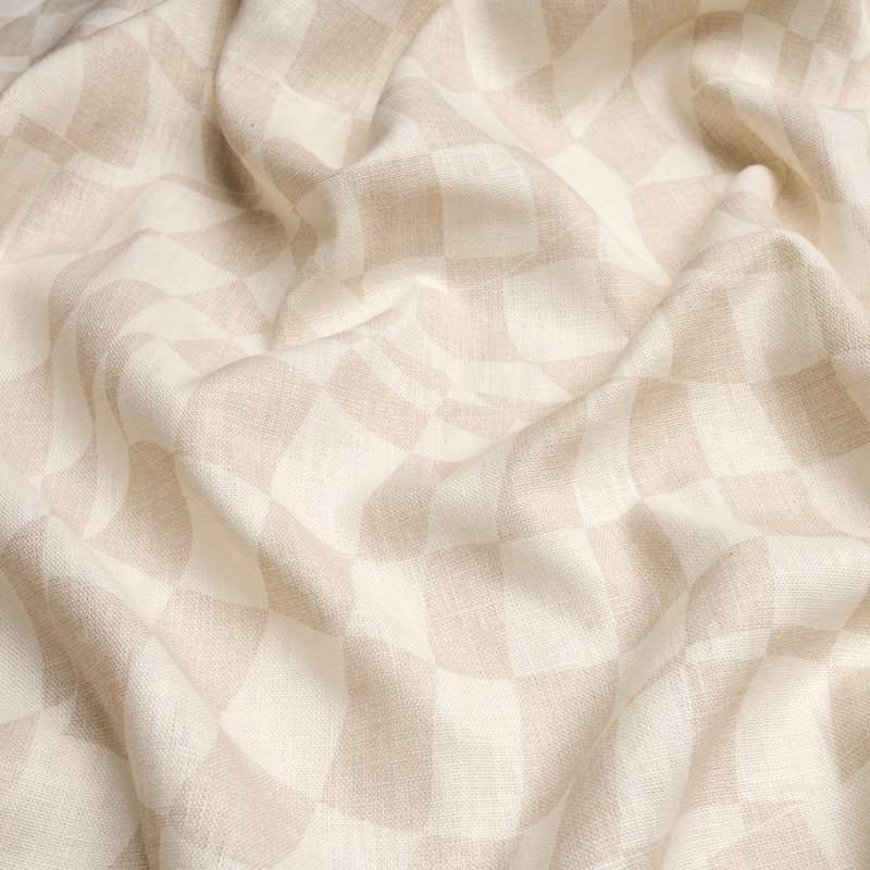 Schumacher x David Kaihoi Loose Check Fabric, Light Neutral