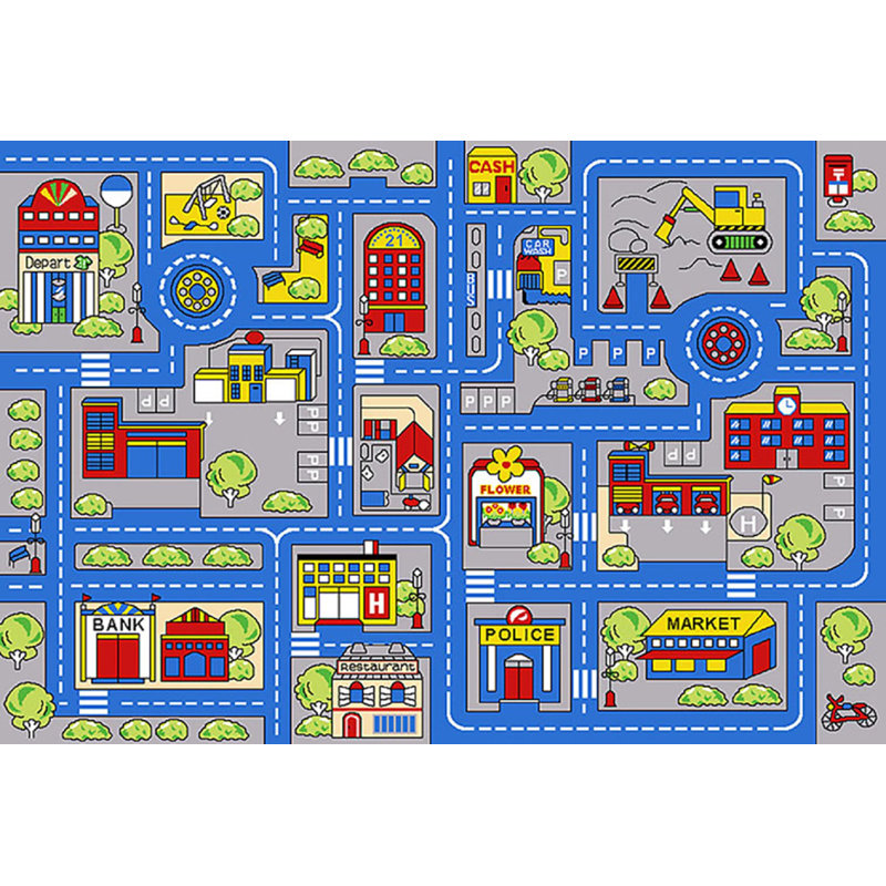 Tapis bleu pour enfant Sulligent, Rectangle 8 pi x 11 pi