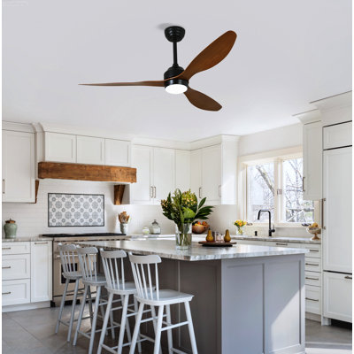 52-Inch Modern Farmhouse Ceiling Fan with Lights with Reversible 6-Speed DC Motor, Matte Black