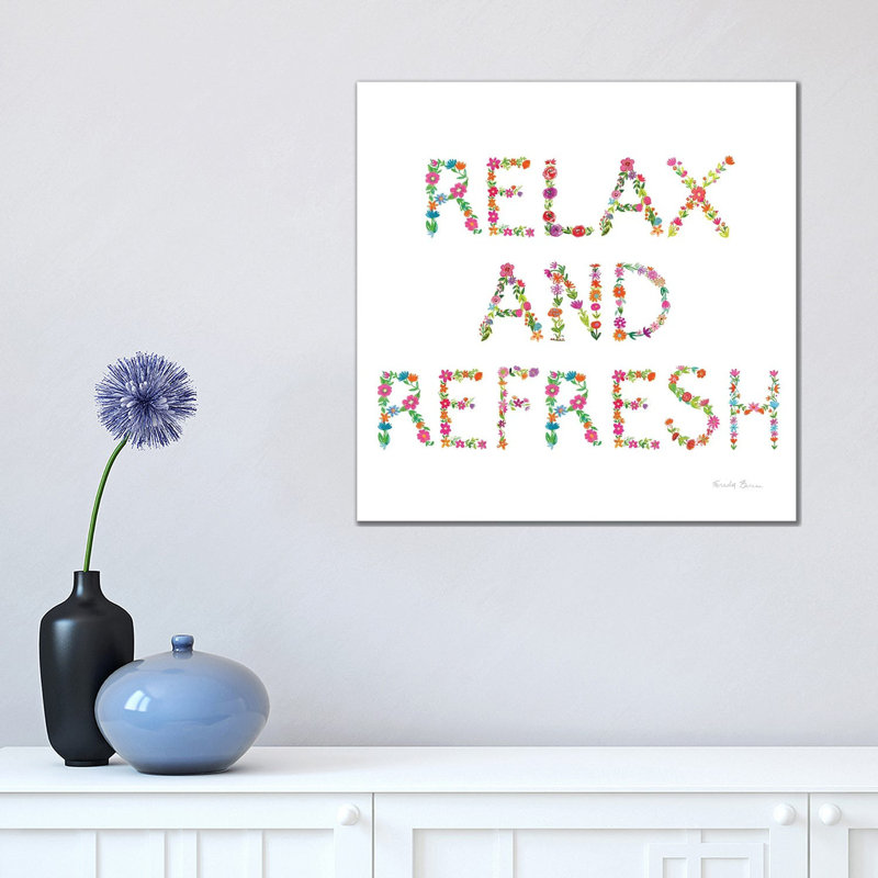 Floral Bathroom Relax And Refresh by Farida Zaman - Wrapped Canvas Print, 45.72 cm H x 45.72 cm W x 3.175 cm D