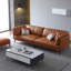 Canapé modulaire orange en cuir véritable-19898615