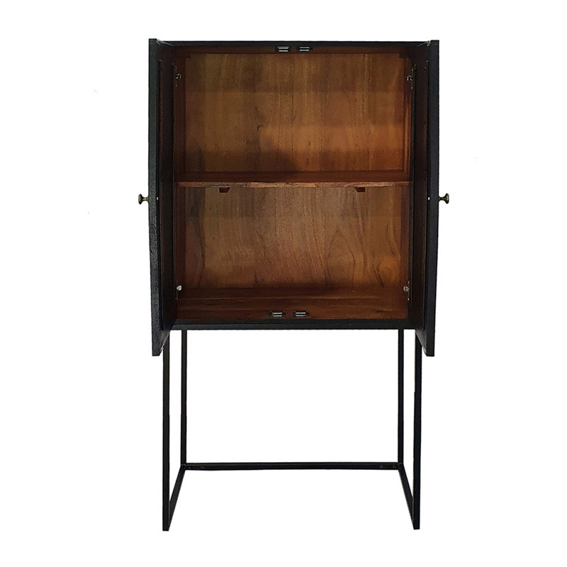 Judah Acacia Wood Accent Chest with Iron Base & 2 Doors