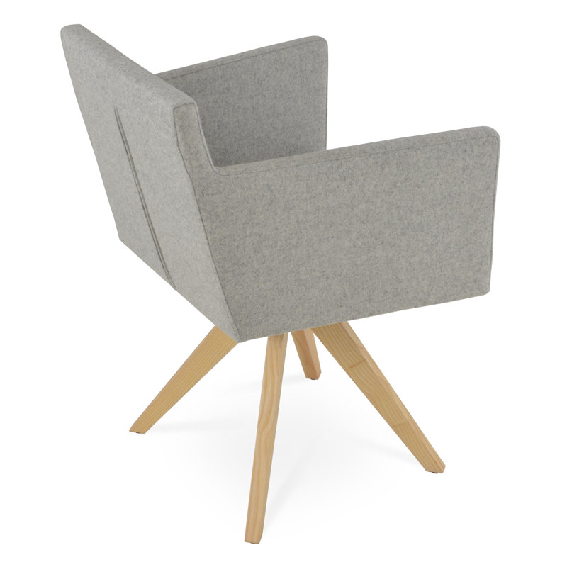 Chaise en bois pyramidal haput, Laine argentée