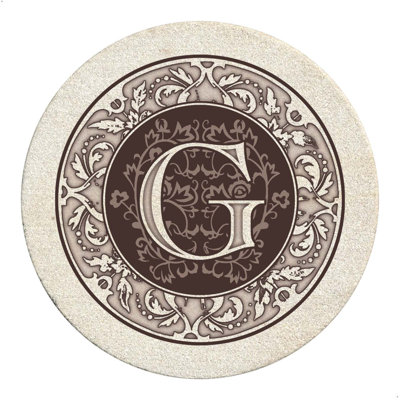 Monogram Letter 4-Pack Natural Sandstone Coasters