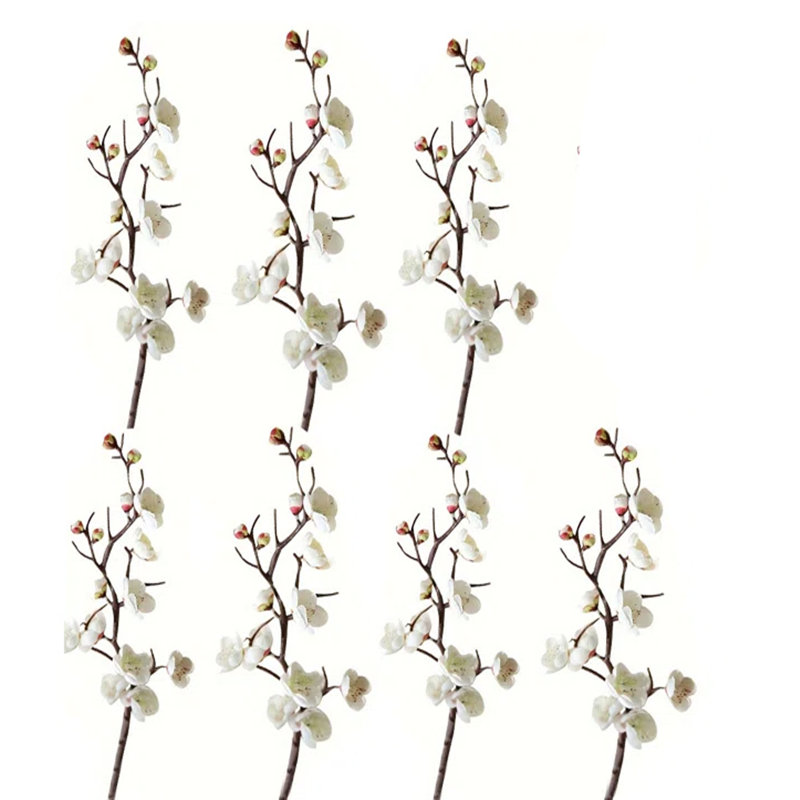 7 pièces de fleurs de prunier artificielles avec une véritable touche de fleur de cerisier artificielle pour une courte tige de table