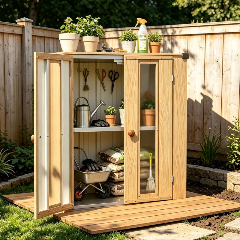 Small Outdoor Storage Cabinet Waterproof With Shelves