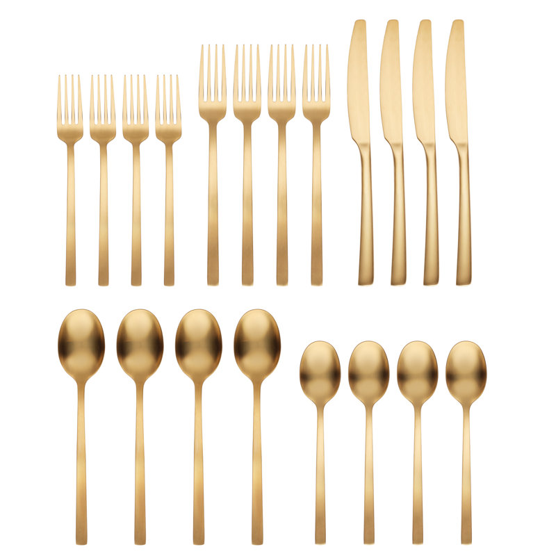 Cambridge Beacon Satin 20-Piece Flatware Set, Gold