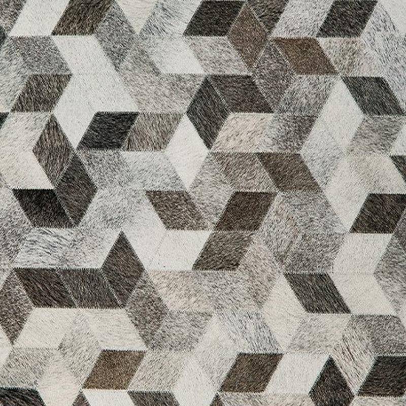 Geometric Gray and Brown Faux Hair Pouf