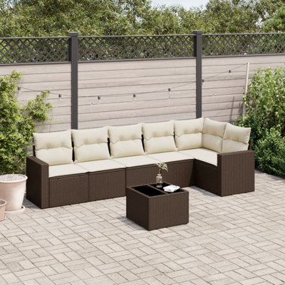 Ensemble de canapé de jardin Vidaxl brun, blanc crème
