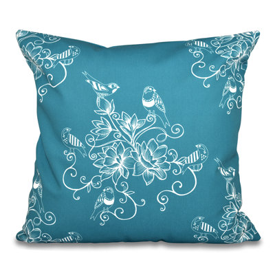 Botanical Blooms Morning Birds Floral Print Pillow Cover & Insert