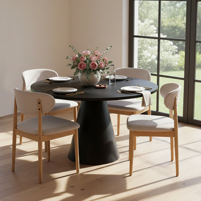 Liora Mid-Century 5-Piece Dining Set With Upholstered Chairs