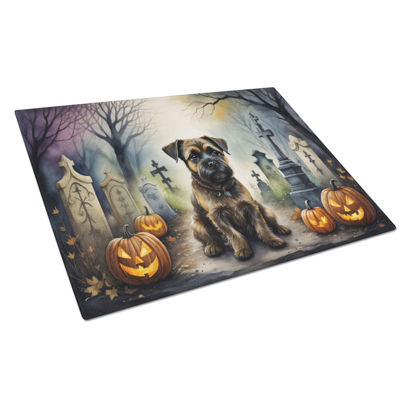 Grande planche à découper en verre Border Terrier Spooky Halloween