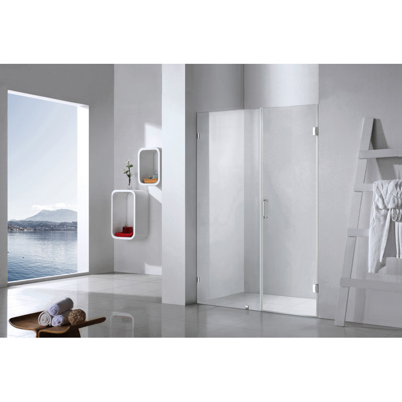 60.5'' Clear Tempered Glass Frameless Shower Door with Chrome Hardware