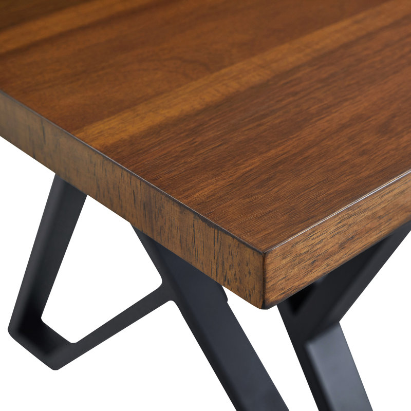 Table de salle à manger en noyer avec pieds robustes en métal pour les repas, 59,89 po x 35,5 po, 28,82 po, stabilité des pieds, H 28,82 po