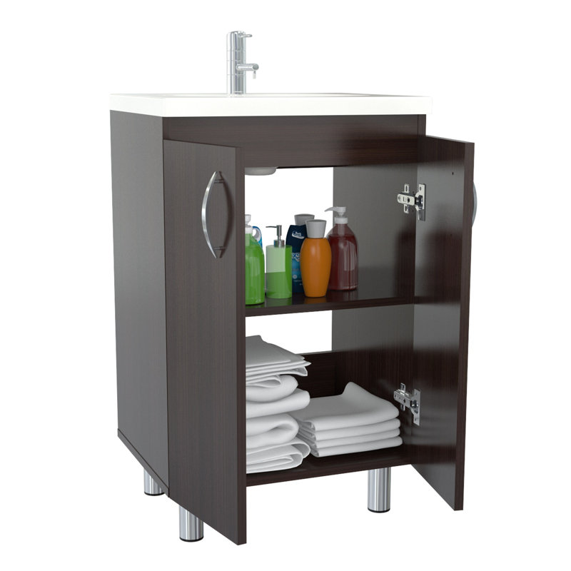 Kaoru 18.03'' Single Bathroom Vanity with Plastic Top, Espresso-Wenge