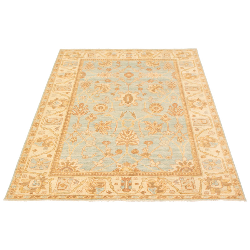 Tapis bleu clair Peshawar Oushak 6 pi 0 po x 9 pi 1 po