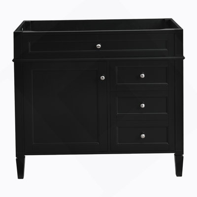 Meuble-lavabo de 36 po sans lavabo supérieur, armoire de rangement moderne avec 2 tiroirs et un tiroir rabattable, structure en bois massif