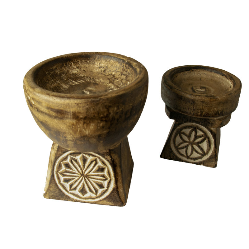 2 Piece Wood Tabletop Dish Set