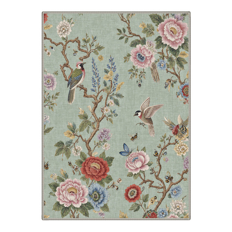 Orielle Oriental Machine Washable Green / Brown Indoor Area Rug with Non-Slip Backing, Rectangle 8' x 10'