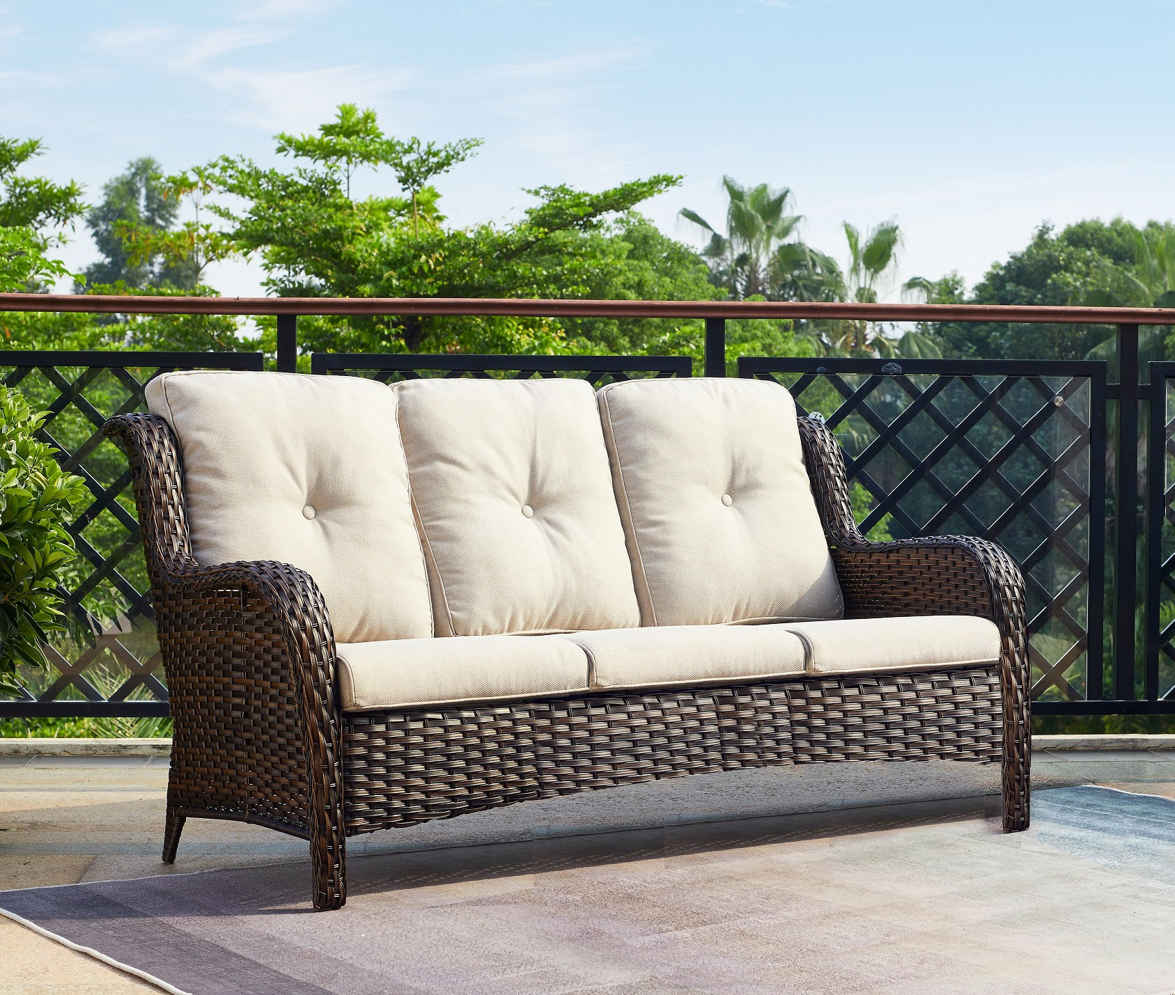 Red Barrel Studio® Carolina 75'' Wide Outdoor Wicker Patio Sofa with ...