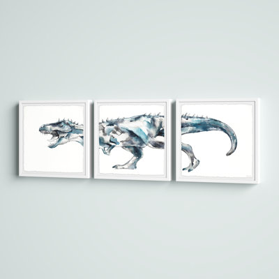 «Ferocious Dinosaur», ensemble de 3 reproductions encadrées