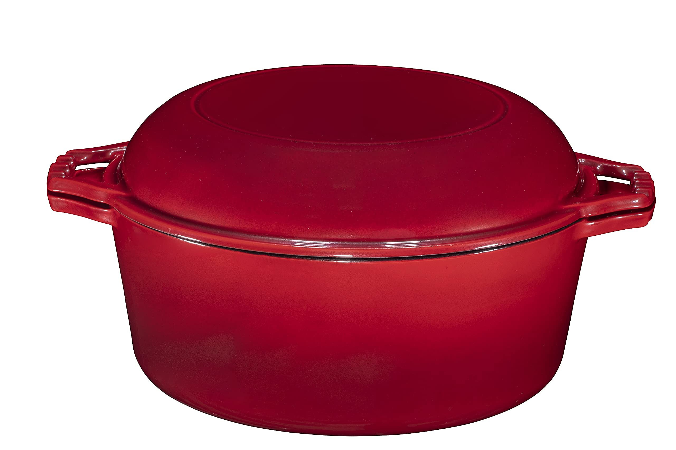 Bruntmor  Enameled 2 In 1 Double Dutch Oven And Domed Skillet Lid 7 Quart  