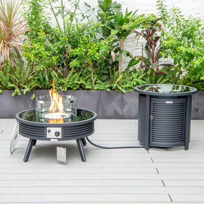 Table de foyer d'extérieur au propane avec couvercle H 20 po x l 29 po Walbrooke