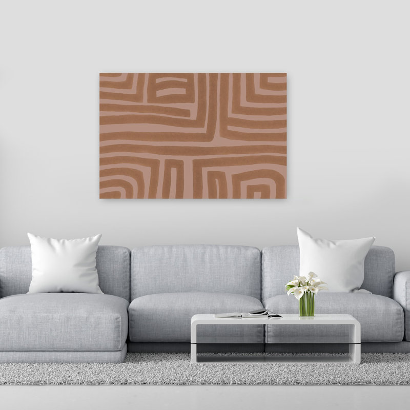 Earthy Tribal Maze Abstract Geometric Organic Wall Art Print by Andrea Haase - Wrapped Canvas Print, 101.6cm H x 152.4cm W