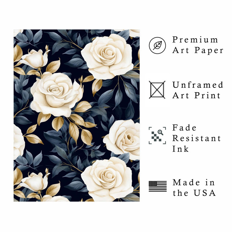 «Floral Dreaming of Rose Flowers», reproduction d'art sans cadre, H 20 po x l 16 po
