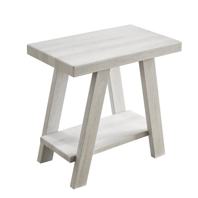 Table d'appoint contemporaine blanche avec tablette de rangement supplémentaire - plateau de table en placage de bois franc, rangement supplémentaire et pieds séduisants aux angles larges
