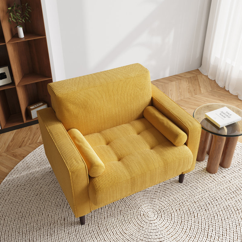 Carmelinda 88.4Cm Wide Tufted Armchair, Yellow Corduroy