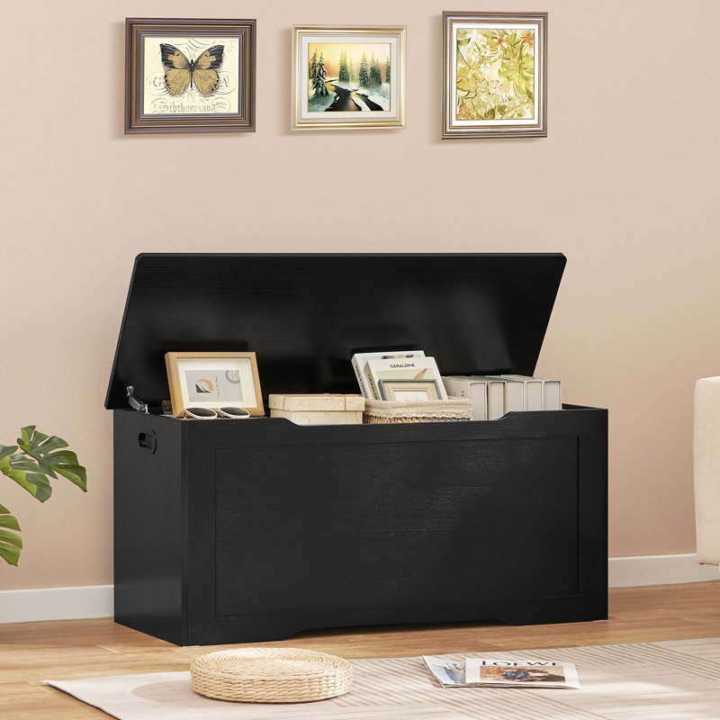 Storage Chest With 2 Safety Hinges, Storage Trunk, Lift Top Storage Bench, Toy Chest, Toy Box For Bedroom, Black