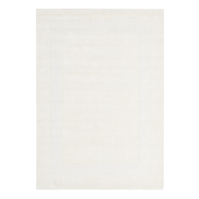 Larentius Handmade Tufted Wool Cream Rug, Rectangle 80 x 150cm