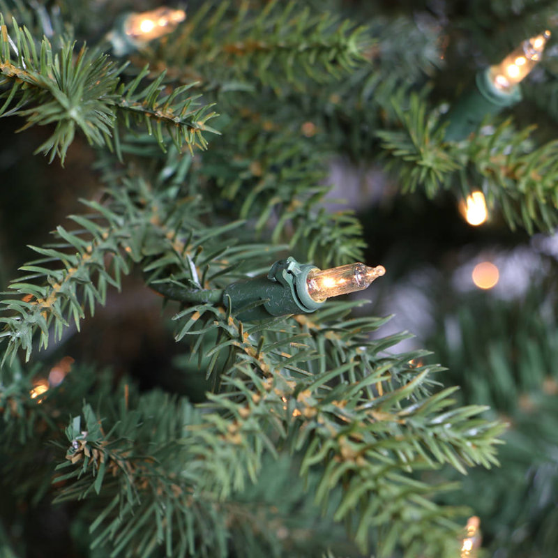 Sapin de Noël vert avec lumières claires / blanches, H 6,5 pi