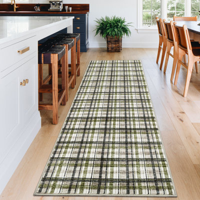 Tapis lavable pour le salon Tapis de chambre à coucher modernes Tapis antidérapant antidérapant Tartan Farmhouse