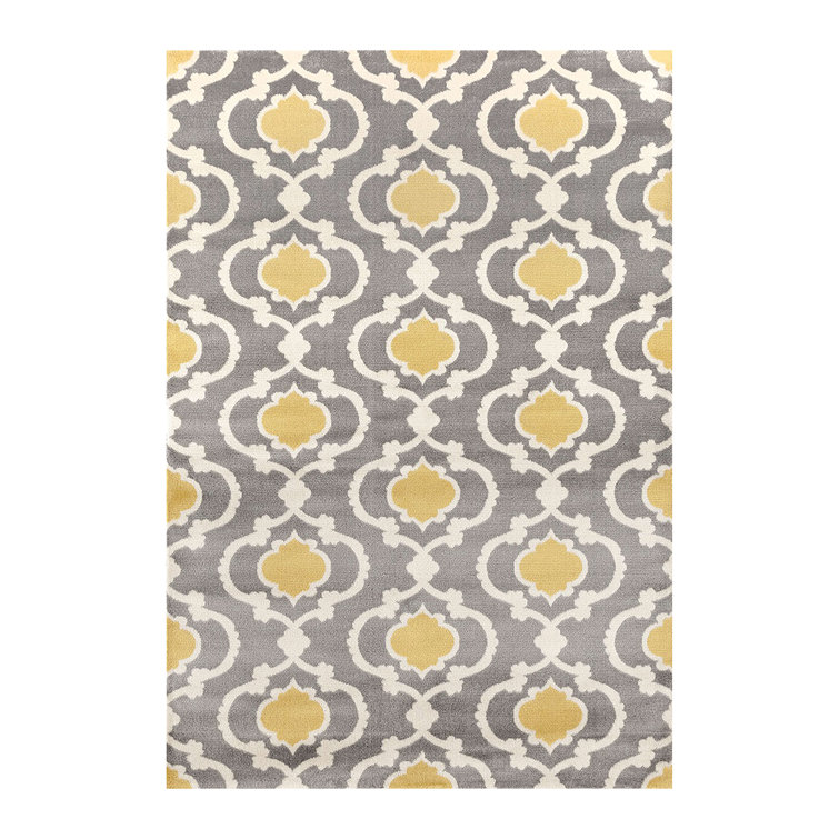 Caritta Geometric Gray/Yellow/Cream Area Rug
