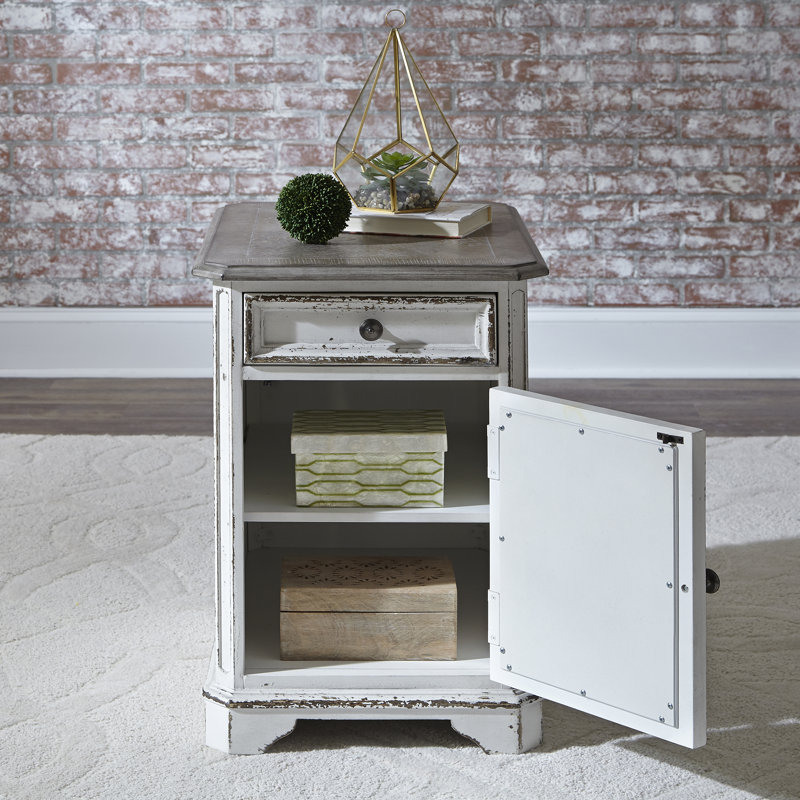 Colchester End Table with Drawer and Cabinet, White