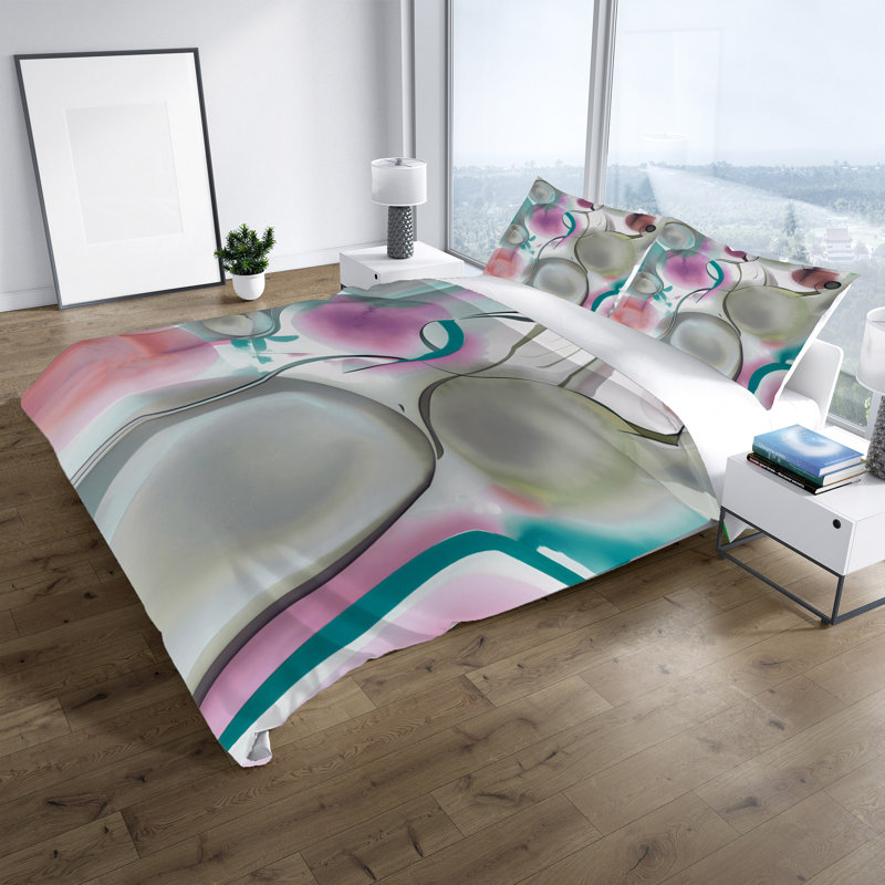 Polyester Abstract Duvet Cover, King Duvet Cover + 2 King Shams